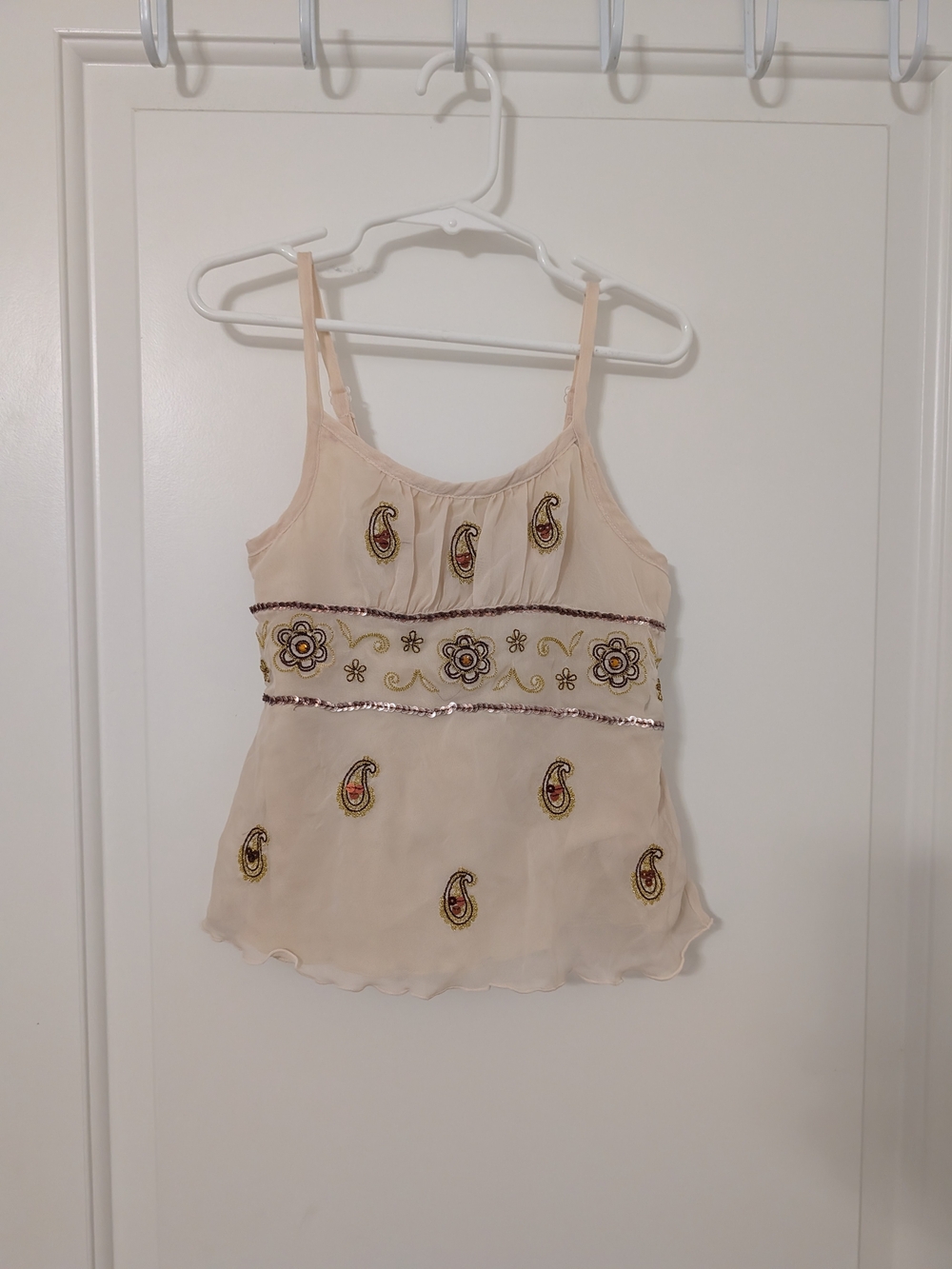 Mary-Kate and Ashley Girls XS 4/5 Y2K Embroidered Sequin Paisley Cami Top
